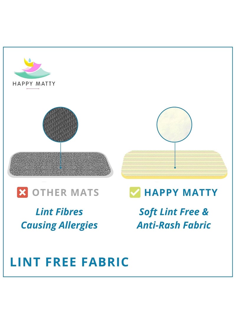 Happy Matty - Happy Matty Babys Extra Absorbent Quick Dry Sheet Playmat Waterproof Reusable Washable Colourful Soft Comfortable Best for Gifting Lint Free Fabrics Mattress Crib Protector Large Zigzag Large - Image 1