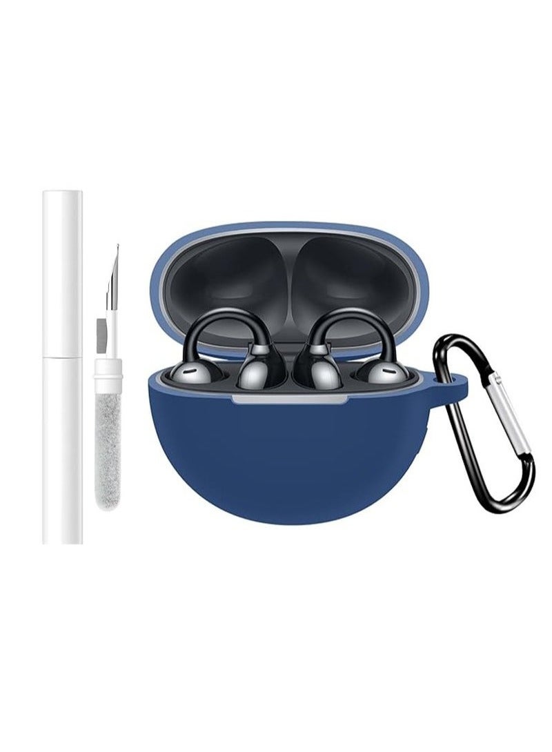 Silicone Case for HUAWEI FreeClip Case Cover with Keychain/Cleaner Kit (Blue) - Image 1