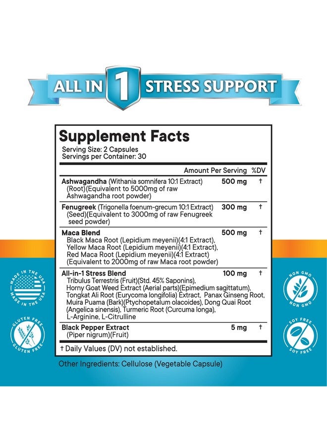 NEW AGE Ashwagandha Maca Root Fenugreek Supplement with Tongkat Ali Ginseng - Assists with Overall Health - Made in USA - 120 Count - Image 2