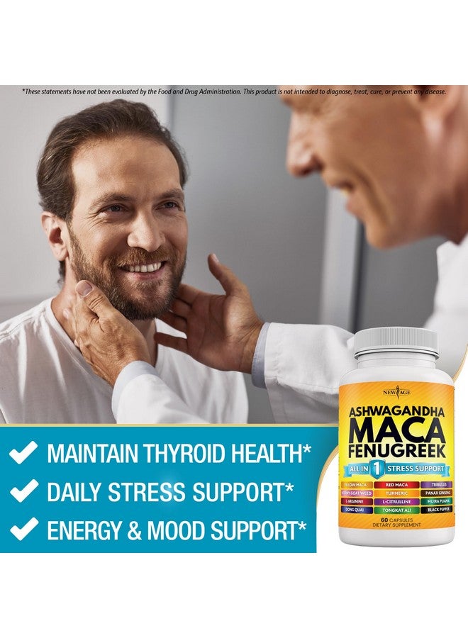 NEW AGE Ashwagandha Maca Root Fenugreek Supplement with Tongkat Ali Ginseng - Assists with Overall Health - Made in USA - 120 Count - Image 5