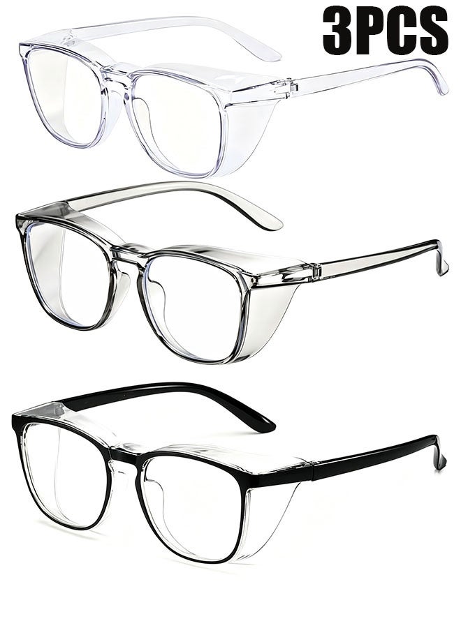 Happy D 3PCS Safety Goggles with Side Shields , Anti Pollen Goggles, Scratch Resistant,Anti-Fog,Clear Wraparound Lenses and No-Slip Grips,Clear Safety Goggles for Construction,Laboratory,Outdoor Work - Image 1