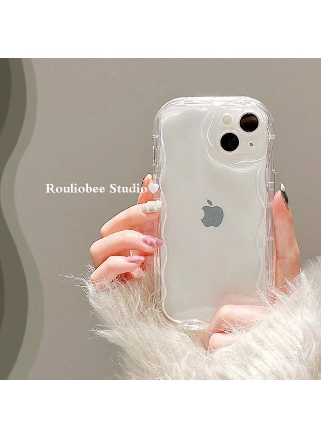 NIBEMINENT Creamy Streak Protective TPU Case Cover For iPhone 15 Plus, Transparent Color - Image 1