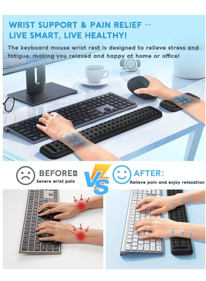 Keyboard Wrist Rest, Wrist Rest for Keyboard and Mouse, Wrist Ergonomic Support, Made of Soft Memory Foam Gel, High Comfort Wrist Cushion for Laptop, Computer, Typing(Black) - Image 2