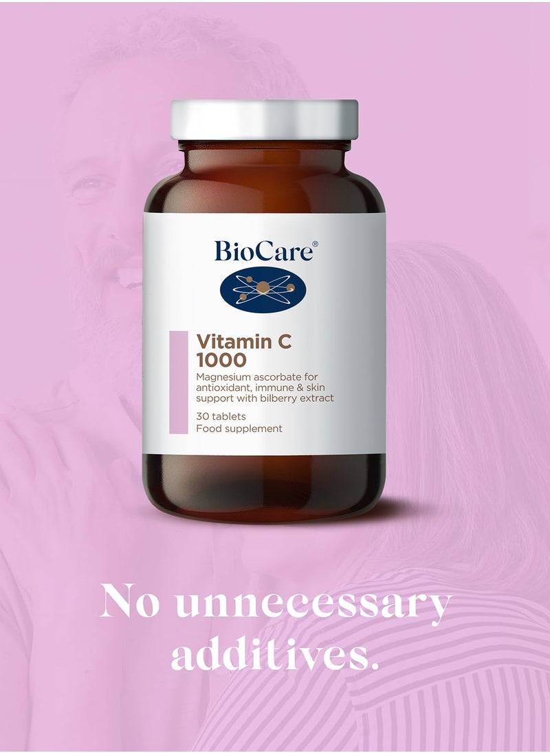 Vitamin C 1000Mg  Magnesium Ascorbate For Antioxidant Immune And Skin Support with Bilberry Extract, 30 Tablets Food Supplement