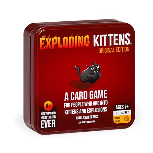 Exploding Kittens Original Edition in Collectible Tin - Fun & Hilarious Card Game for Kids and Adults, Ideal for Party Family Game Night and Party, 56 Cards Included - Image 1