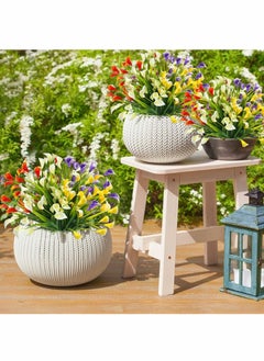 Excefore Artificial Flowers for Outdoors, 12 Bundles Calla Lily UV Resistant Faux Fake Plants Plastic Summer Flower Indoor Outside Hanging Planter Home Garden Porch Decor Mixed Color  - Image 5