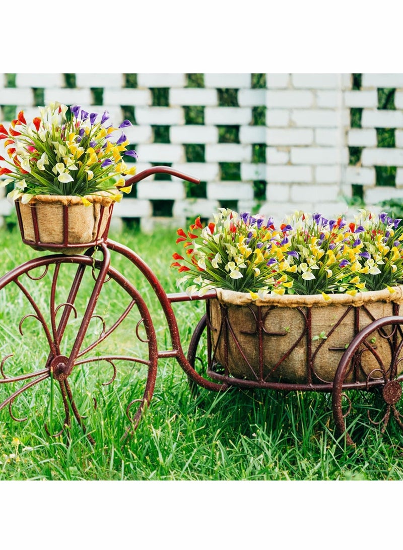 Excefore زهور صناعية في الهواء الطلق، 12 حزمة من زهور الكالا المقاومة للأشعة فوق البنفسجية نباتات مزيفة بلاستيكية زهور صيفية داخلية وخارجية مزرعة معلقة لتزيين المنزل والحديقة والشرفة بألوان مختلطة - Image 4