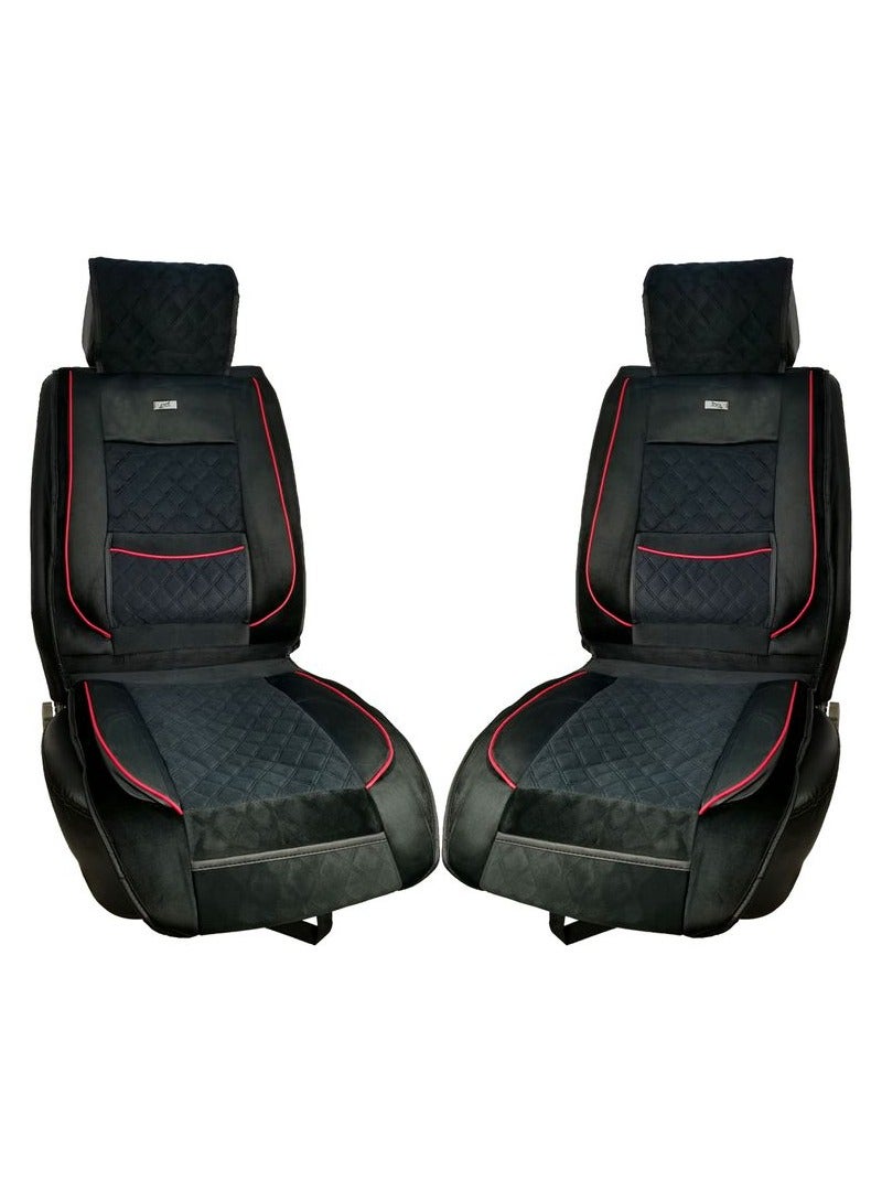 Generic Premium Black PU Leather Car Seat Cover Cushion, Model 3XR 6770A BK, Durable and Comfortable - Set of 2 Pieces - Image 1