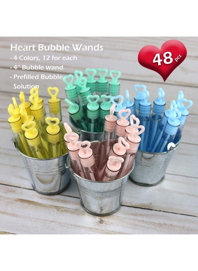 جيفت إكسبرس هدايا الحفلات من Bubble Wands - عبوة من 48 قطعة صغيرة بطول 4.25 بوصة بألوان الباستيل المتنوعة على شكل قلب - أنبوب سعة 0.2 أونصة سائلة / 5 مل من محلول الفقاعات غير السام للأطفال  - Image 2