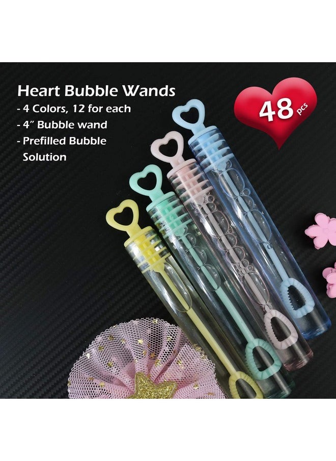 جيفت إكسبرس هدايا الحفلات من Bubble Wands - عبوة من 48 قطعة صغيرة بطول 4.25 بوصة بألوان الباستيل المتنوعة على شكل قلب - أنبوب سعة 0.2 أونصة سائلة / 5 مل من محلول الفقاعات غير السام للأطفال  - Image 4