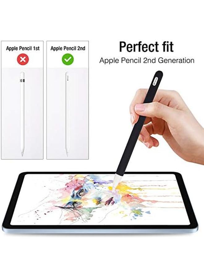 Procases Soft Silicone Case For Apple Pencil 2Nd Generation Protective Sleeve Holder Grip And Nib Cover Accessories Kit Compatible With Apple Pencil 2Nd Gen Ipad Pro 12.9 Inch 11 Inch Black - Image 1