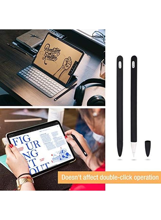 Procases Soft Silicone Case For Apple Pencil 2Nd Generation Protective Sleeve Holder Grip And Nib Cover Accessories Kit Compatible With Apple Pencil 2Nd Gen Ipad Pro 12.9 Inch 11 Inch Black - Image 4