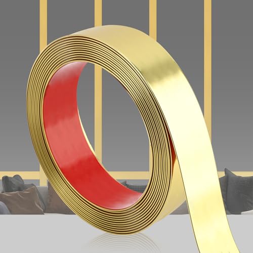 QDYMXUN Glossy Gold Peel and Stick PVC Molding Trim Flexible DIY Wall Accent Strip for Mirror Frame Cabinet Edges Borders and Tiles 197L x 16W - Image 1