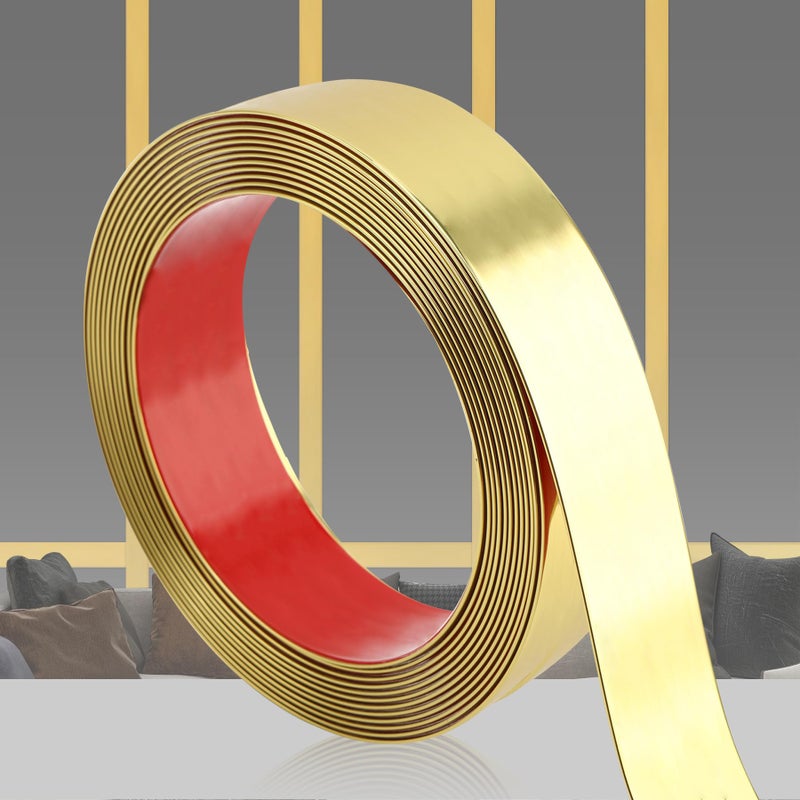 QDYMXUN Glossy Gold Peel and Stick PVC Molding Trim Flexible DIY Wall Accent Strip for Mirror Frame Cabinet Edges Borders and Tiles 197L x 16W - Image 2