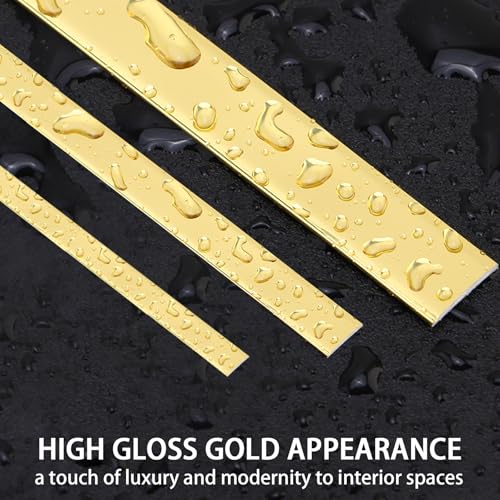 QDYMXUN Glossy Gold Peel and Stick PVC Molding Trim Flexible DIY Wall Accent Strip for Mirror Frame Cabinet Edges Borders and Tiles 197L x 16W - Image 3