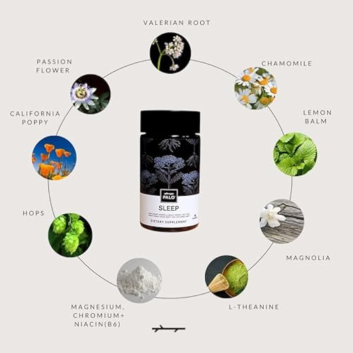 PALO Sleep & Stress Support – Melatonin-Free Vegan Supplement with Organic Valerian Root, L-Theanine, Magnesium, Chamomile, Lemon Balm & Passionflower – 90 Capsules - Image 4