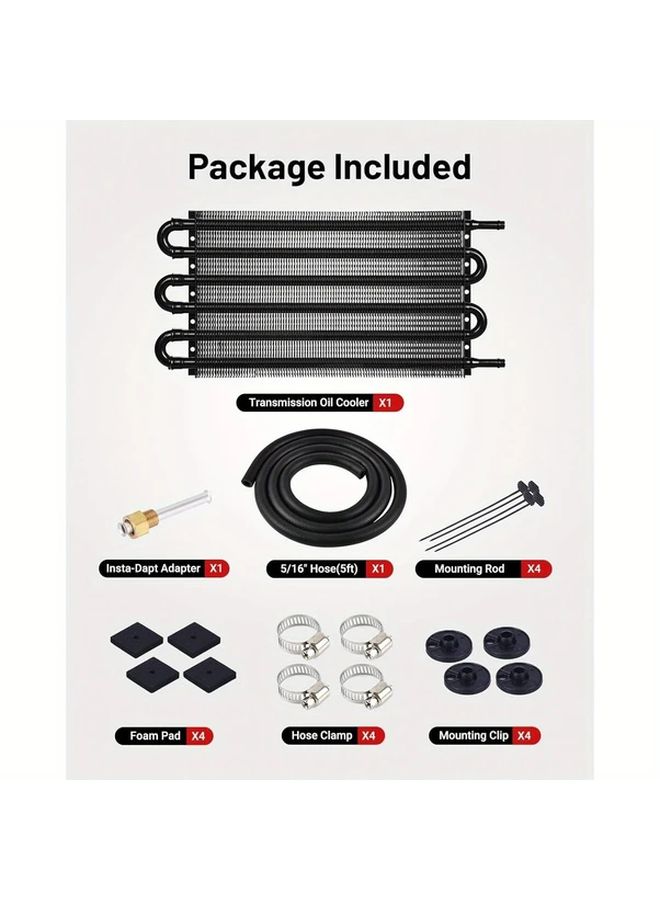 Universal 6 Pass Transmission Oil Cooler Kit Black Aluminum 5/16 Inch - Image 5