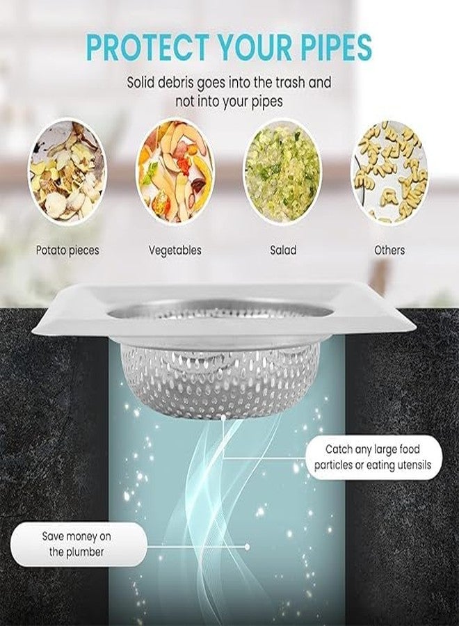 Azinoor Square Stainless Steel Kitchen Strainer,Sink Jali,Drain Filter,Wide Rim Anti Clogging Mesh Drain Filter Vegetable Hair Catcher Drain Cover,11.5Wx2.5H Centimeters - Image 5