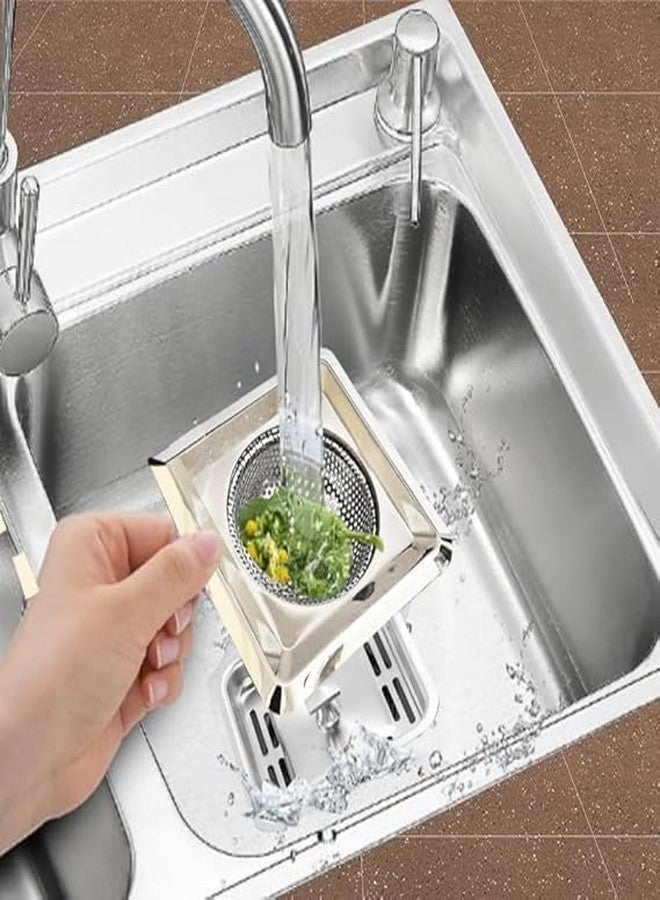 Azinoor Square Stainless Steel Kitchen Strainer,Sink Jali,Drain Filter,Wide Rim Anti Clogging Mesh Drain Filter Vegetable Hair Catcher Drain Cover,11.5Wx2.5H Centimeters - Image 3