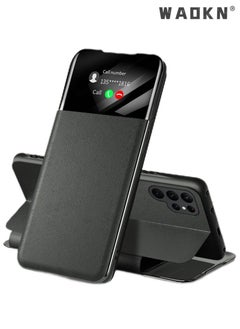 For Samsung Galaxy S24 Ultra Phone Case, Leather Case with Card Holder and Window, Magnetic Flip Cover, Half Window Stand Phone Case Control Book Folio Protective Phone Flip Case for Galaxy S24 Ultra