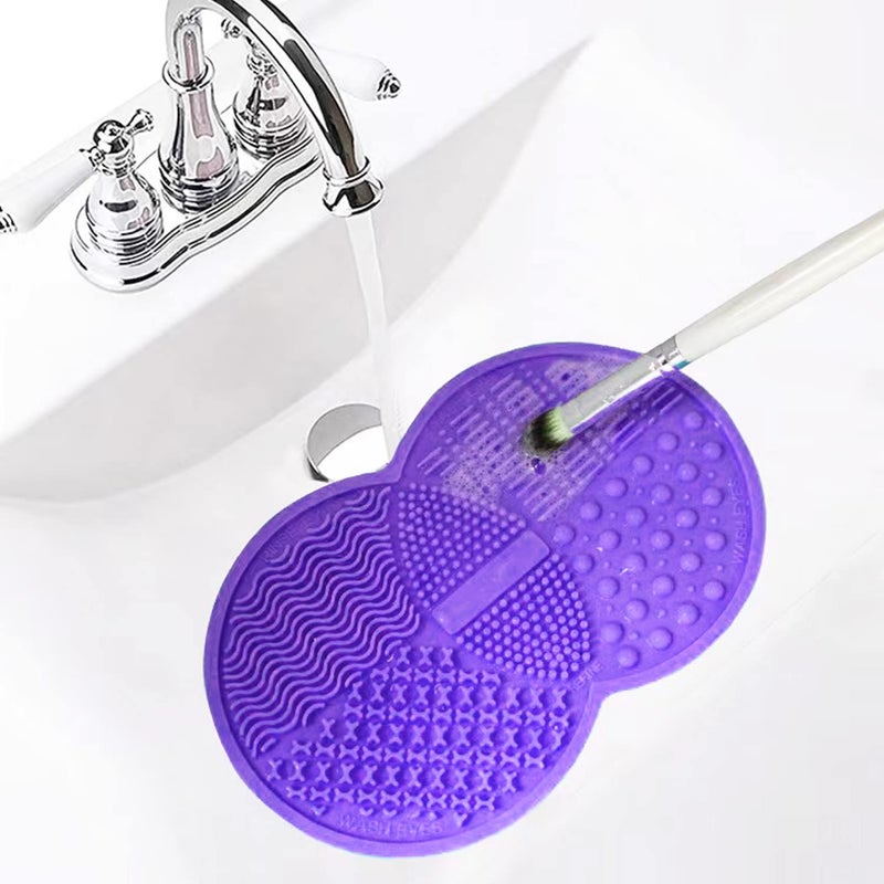 MR LION Makeup Brush Cleaning Mat, Silicone Makeup Brush Scrubber, Makeup Brush Cleaner Pad, Cosmetic Brush Cleaner, Brush Cleaning Pad, Suitable for Makeup Brush, Makeup Sponge, Powder Puff (Purple) - Image 4