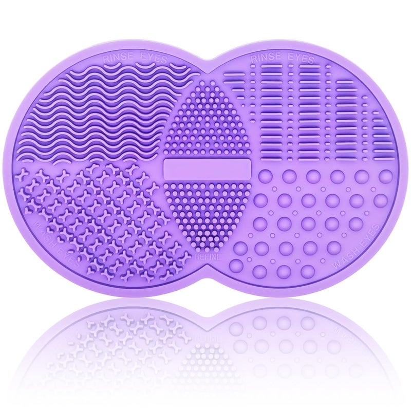 MR LION Makeup Brush Cleaning Mat, Silicone Makeup Brush Scrubber, Makeup Brush Cleaner Pad, Cosmetic Brush Cleaner, Brush Cleaning Pad, Suitable for Makeup Brush, Makeup Sponge, Powder Puff (Purple) - Image 1