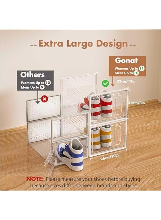 TRASSLE Large 12 Pack Shoe Storage Box, Clear Plastic Stackable Shoe Organizer for Closet, Space Saving Foldable Shoe Rack Sneaker Container Bin Holder  - Image 2