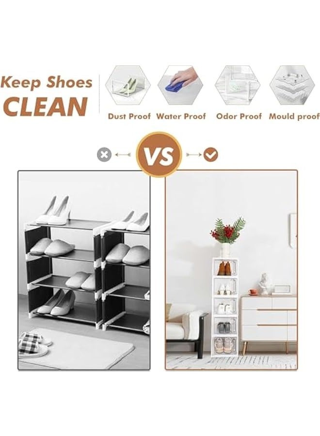 TRASSLE Large 12 Pack Shoe Storage Box, Clear Plastic Stackable Shoe Organizer for Closet, Space Saving Foldable Shoe Rack Sneaker Container Bin Holder  - Image 3