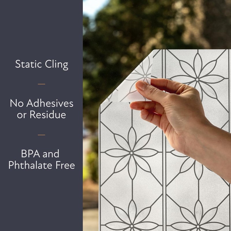 Artscape Daisy 36 x 72 Inch Window Film, Made in USA – Provides Privacy, Non-Adhesive, Textured Leaded Glass Pattern, UV Protection, Easy to Apply and Removable - Image 3