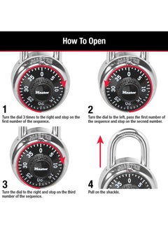 Master Lock Master Lock 1500T Locker Lock Combination Padlock, 2 Pack, Black  - Image 3