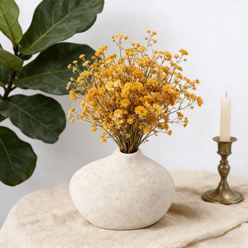 Minimalist Bohemian Off-White Speckled Spherical Table Vase Upgraded Large Belly - Image 3