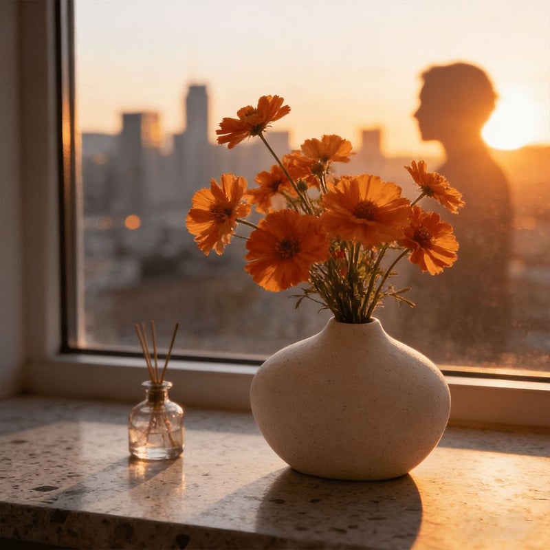 Minimalist Bohemian Off-White Speckled Spherical Table Vase Upgraded Large Belly - Image 5