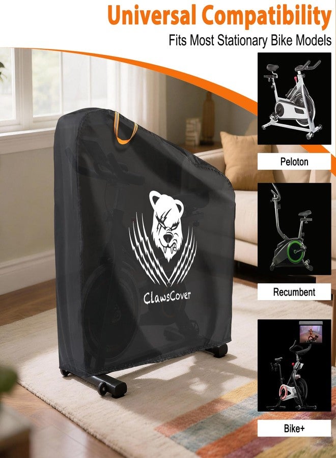 ClawsCover Waterproof Exercise Bike Cover Outdoor,Windproof Upright Indoor Cycling Protective Cover with 2 Night Reflective Handles,Fits for Peloton,Schwinn IC4,Pooboo,Black - Image 2