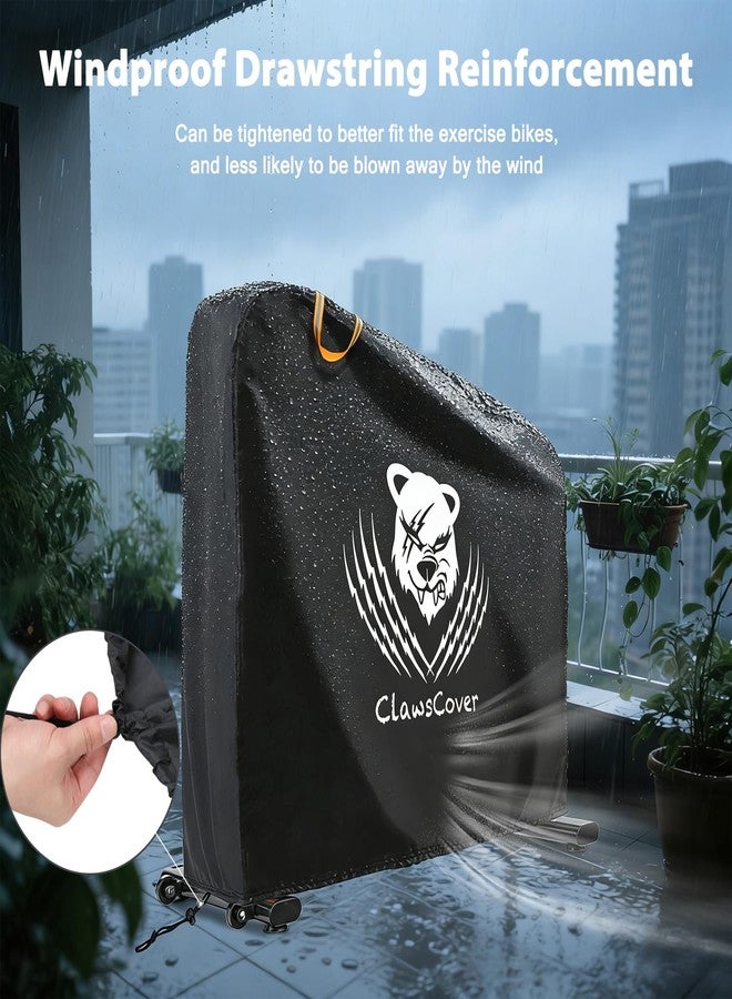 ClawsCover Waterproof Exercise Bike Cover Outdoor,Windproof Upright Indoor Cycling Protective Cover with 2 Night Reflective Handles,Fits for Peloton,Schwinn IC4,Pooboo,Black - Image 4