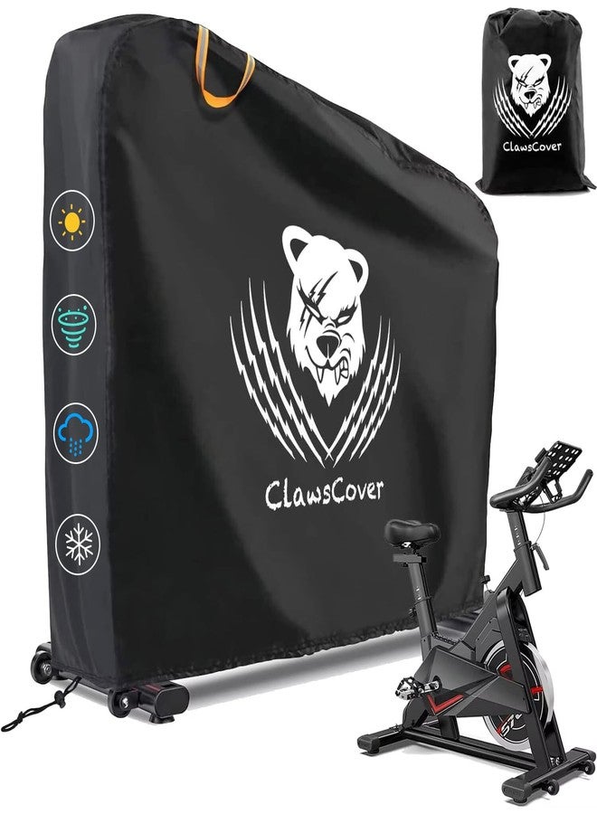 ClawsCover Waterproof Exercise Bike Cover Outdoor,Windproof Upright Indoor Cycling Protective Cover with 2 Night Reflective Handles,Fits for Peloton,Schwinn IC4,Pooboo,Black - Image 1