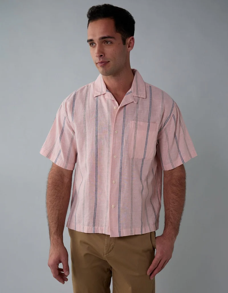 AE Poolside Linen-Blend Button-Up Shirt
