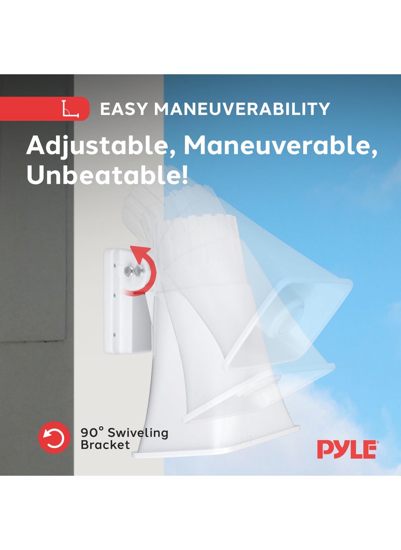 Pyle Pyle Indoor / Outdoor PA Horn Speaker - 6" PA Speaker With 8 Ohms Impedance & 50 Watts Peak Power - Mounting Bracket & Hardware Included - White  - Image 3