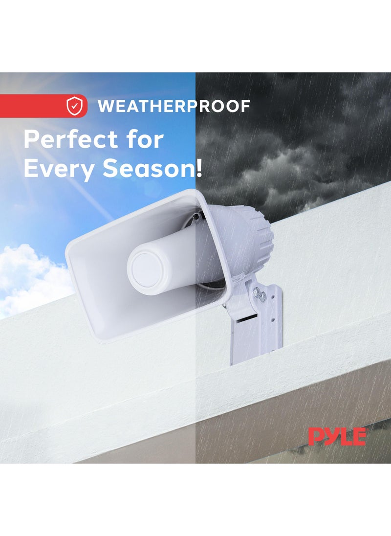 Pyle Pyle Indoor / Outdoor PA Horn Speaker - 6" PA Speaker With 8 Ohms Impedance & 50 Watts Peak Power - Mounting Bracket & Hardware Included - White  - Image 5