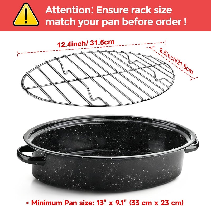 GRILL BUMP رف الشواء من الفولاذ المقاوم للصدأ بحجم 12 بوصة، رف شواء بيضاوي للفرن مع الطهي والشواء والتجفيف، هدايا للأم والمرأة والزوجة والرجال في عيد الشكر وعيد الميلاد - Image 3