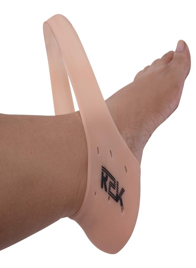 R2K Silicone Gel Anti Heel Crack Pad Socks for Pain Relief for Men and Women (Beige, Free Size) - Image 3