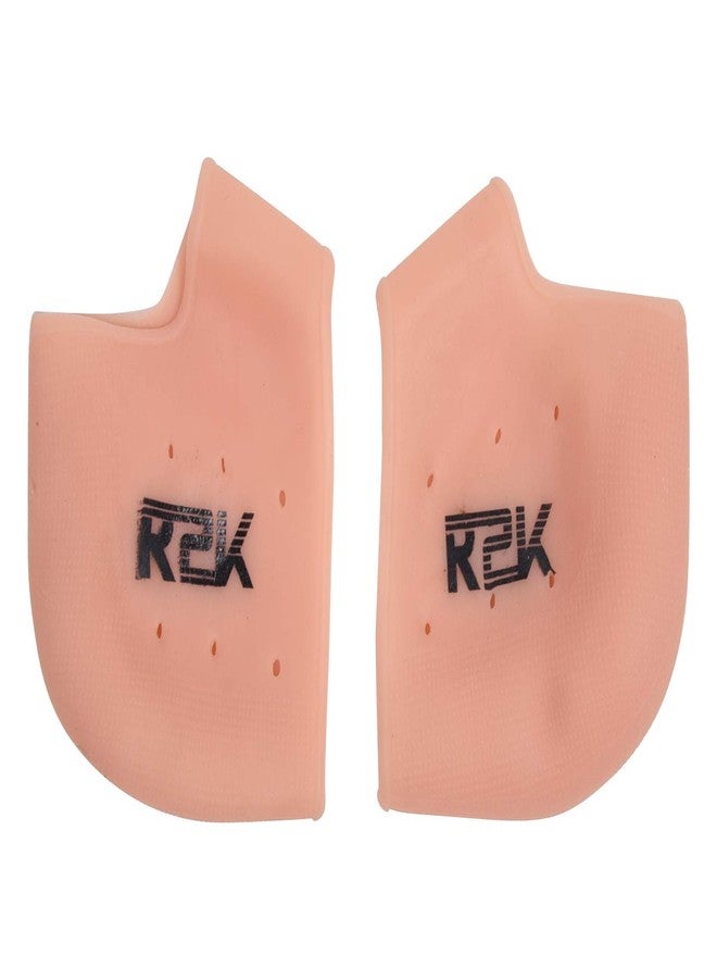 R2K Silicone Gel Anti Heel Crack Pad Socks for Pain Relief for Men and Women (Beige, Free Size) - Image 1