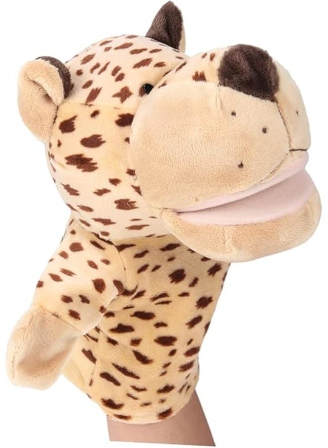 دمية يد حيوانات الغابة من القطيفة الناعمة مع فم واذرع متحركة لسرد القصص ولعب الادوار والتدريس في مرحلة ما قبل المدرسة، دمية التعلم التفاعلي، هدية عيد ميلاد للاصدقاء التعليمية والمرحة (فهد) - Image 1