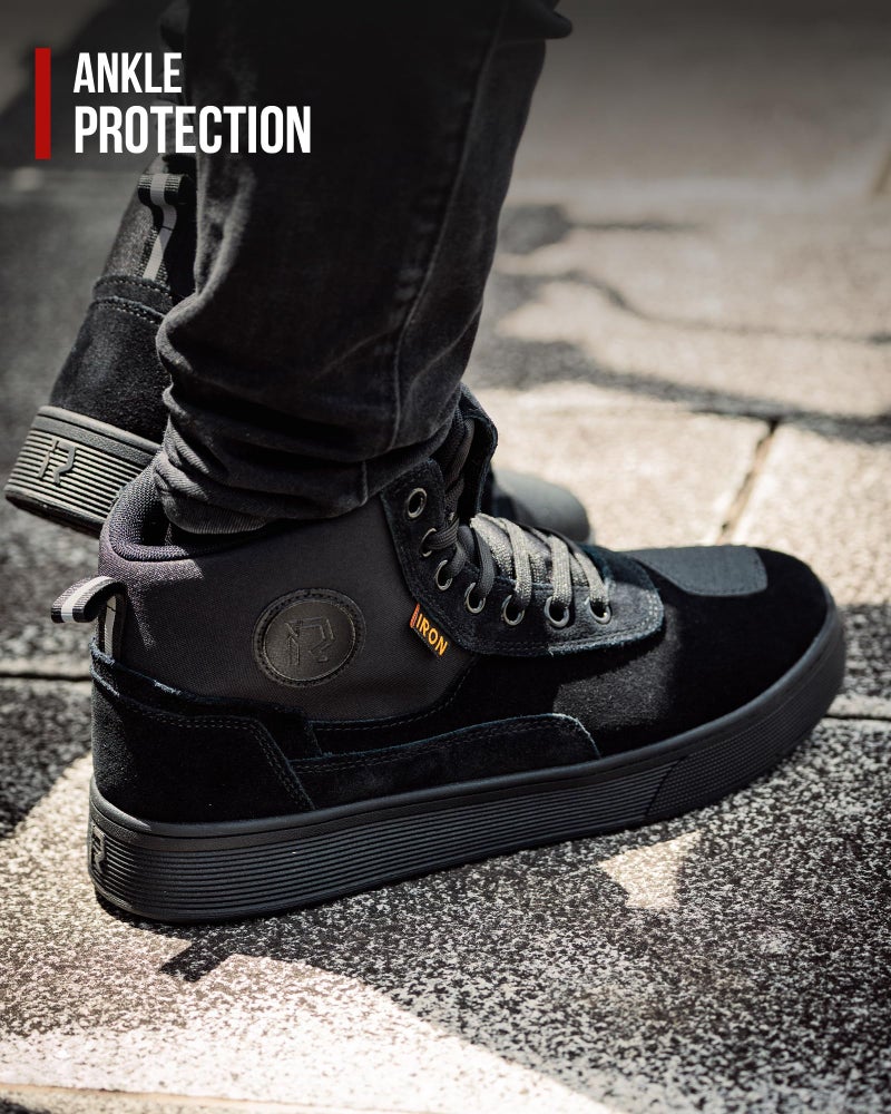 RIDEIRON Motorcycle Shoes for Men, CE Certified, Thickened Anti-Slip Sole, Breathable Casual Motorcycle Riding Boots with Ankle Support, Shift Pad (Black/11 Men) - Image 3