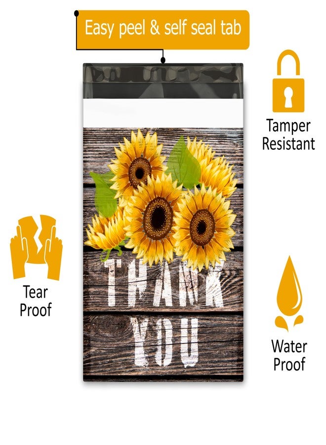Pro Supply Global 10x13 (100) Sunflower Thank You Fall Designer Poly Mailers Waterproof Self Sealing Tear Resistant Polymailers Shipping Envelopes Premium Printed Bags For Small Businesses - Image 2