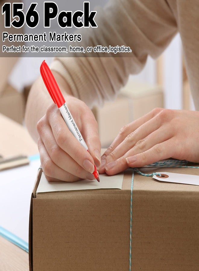 Thenshop مجموعة أقلام تحديد دائمة من Thenshop، 156 قطعة، 12 لونًا متنوعًا، رأس رفيع، مقاومة للماء، سريعة الجفاف، مناسبة للكتابة على الورق والزجاج والمعادن والبلاستيك والخشب والحجر، مثالية للعودة إلى المدرسة واللوازم المكتبية (متعددة الألوان). - Image 5