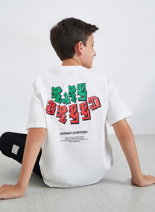 Styli Boys Off-White Graphic Print Cotton T-Shirt - Image 4