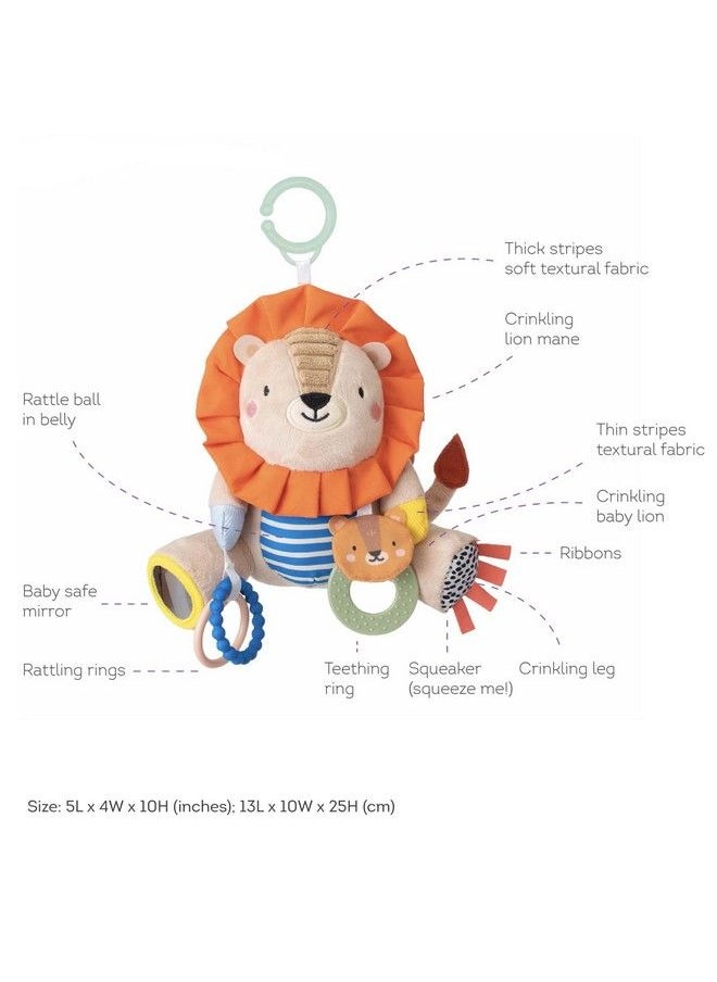 Taf Toys - Harry The Lion Newborn & Baby Developmental Soft Activity Toy. Helps Develop Motor Skills. Perfect For Multi Sensory Play With A Mirror Teethers & Rattles. Textures And Sounds. 36 Months - Image 1