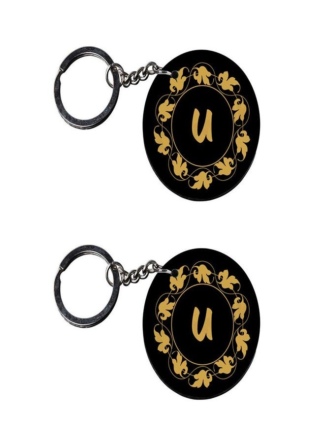 Tinywalk Set of 2 | Circle Shape Printed Wooden Keychains U | Circle Shape keyrings | Circle Shape Keychains| Printed keyrings - Image 1