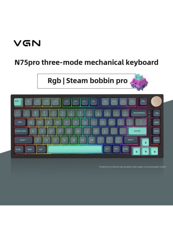 VGN N75 Game Power Customized Mechanical Keyboard Gasket Structure 75% With Full Key Hot Plug Other-Colour:N75pro Vapor Wave Axis Pro Caribbean Rgb-three Mode-82 Keys - Image 1
