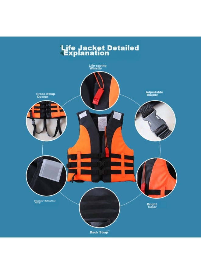 Asorain Cross-strap Anti-slip Children's Life Jacket With Whistle, Outdoor Rescue Flood Prevention Rafting, Red - Image 2